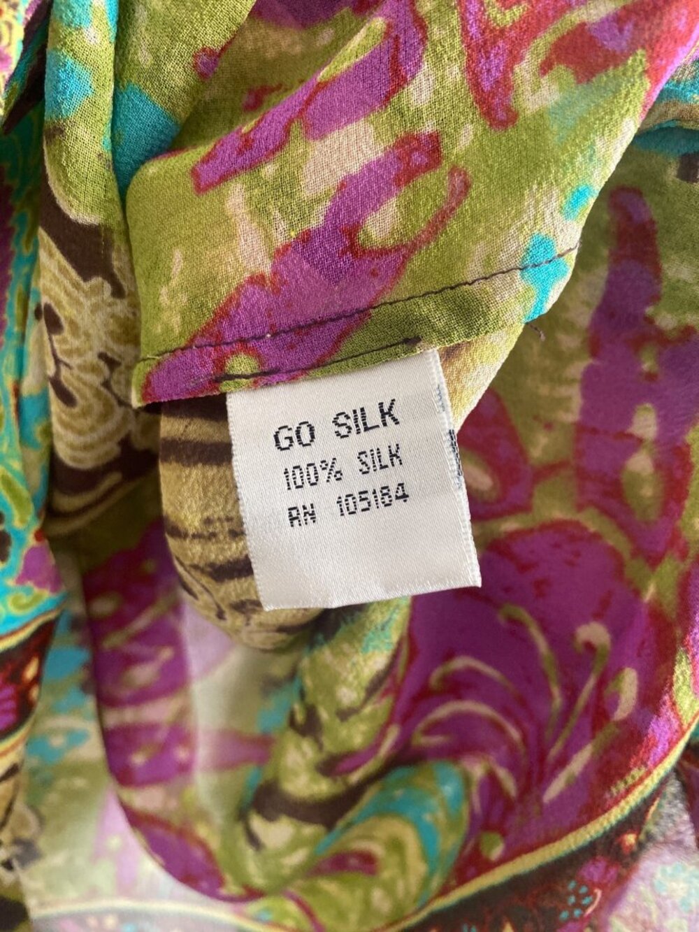 Go Silk Women's Paisley Sheer Floral 100% Silk Button-Down Blouse Size 1X - Picture 6 of 6